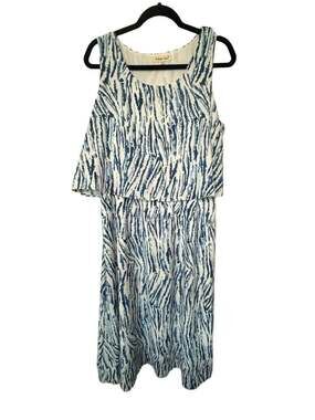 Indigo Soul Sleeveless Blue and White Animal Print Layered Maxi Dress